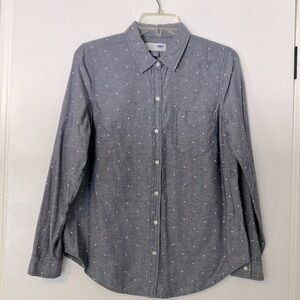 Women’s Old Navy Denim Polka Dot Button Up Shirt Size Medium